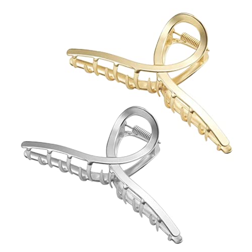 Hair Clips Large Metal Hair Claw Clips Strong Hold Vintage Shark Claw Clips Clamp Hair Accessories for Women Girls Thin Thick Hairs (Gold & Silver)