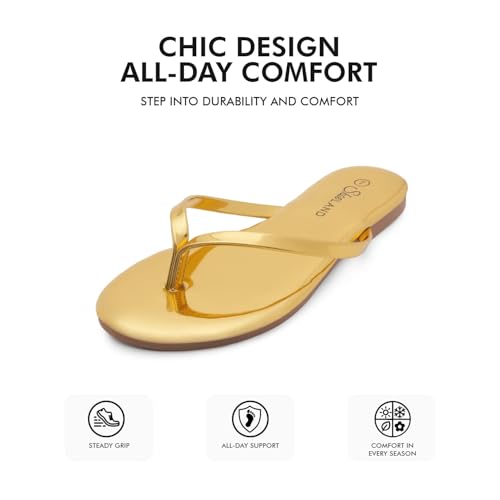 Image of Shoe Land Thong Flip Flops for Women, Memory Foam Flat Sandals, Lightweight Summer Slides, Non Slip Comfort Sandals for Beach, Travel and Everyday Wear