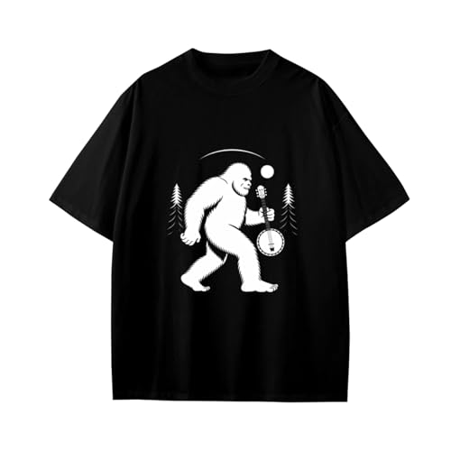 Funny Bigfoot with Banjo Boys Girls Teens T-Shirt Anime Gift
