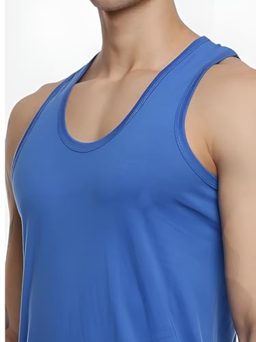 Image of RAMRAJ COTTON Pack of 3 Men's Multicolor Scoop Neck Sleeveless Cotton Undershirt Vest(Multicolor 1;85)