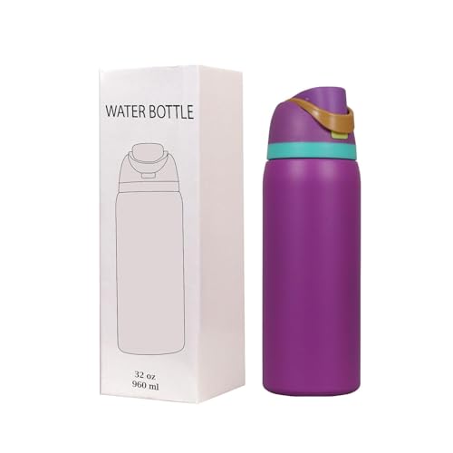 Image of FreeSip Flip-Top Water Bottle for Kids & Adults, Leakproof One-Hand Open Lid, BPA-Free, Easy Carry for School, Office, Sports & Travel - 32 oz (Valvet Purple, 960 ml)