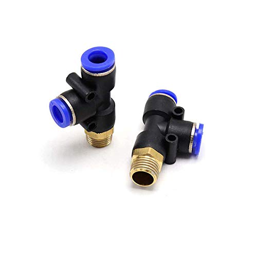 PD'' Pneumatic Fittings 4mm to 12mm Hose Tube 1/4'' 1/8'' 3/8''1/2''BSP Male Thread T Shape Tee Air Connector Pipe Coupler,8mm OD Hose,1/4''