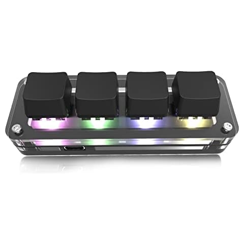 4 Tasten Mini Tastatur Einhändig Mechanische Gaming Tastatur, Multifunktionale Shortcut DIY Programmierbare Makro Tastatur, RGB Hintergrundbeleuchtung, Plug and Play, Spiel, Musik usw Cover