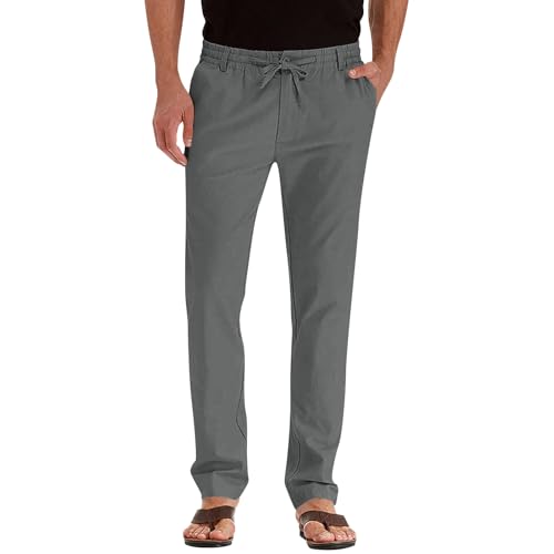 Cargo Pants for Men Big and Tall Elastic Waist Lightweight Open Bottom Running Pants Cotton Straight Leg Trousers