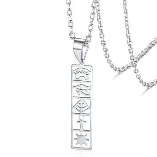 VASSAGO Antiguo Egipto collares símbolo ankh cruz ojo de horus colgante collar vintage egipcio pirámides colgante collar medio sol amuleto suerte joyería regalo