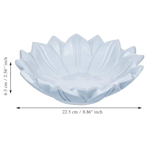 Image of eCraftIndia White Beautiful Decorative Lotus Urli Bowl for Home Decor | Urli Set for Decoration Floating Flowers Tea Light Candle Holder | Diwali Decoration Items Gifts for Family and Friends