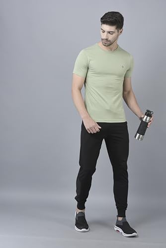 Image of Dollar Cotton Rich French Terry Fabric Solid Men's Jogger | Contrast Cut & sew Panels | Derby Rib Waistband with Drawcord | Cross Pockets with Zip on one Side | Embossed Logo Branding on Front Panel