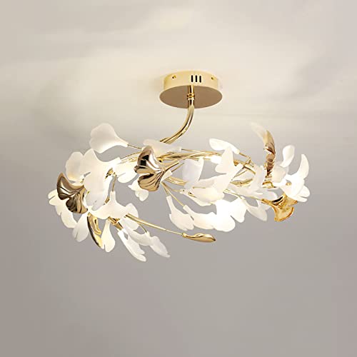 Moderne Créatif Feuille Lustre Doré Blanc Plafonnier Romantique Ginkgo Feuille Plafonnier Luminaire Pour Chambre Salon Cuisine Salle À Manger...