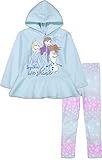 Disney Frozen 2 Elsa Anna Olaf Toddler Girl Fleece Ruffle Hoodie & Leggings Set, Blue 3T