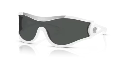 Versace VE4475 314/87 42MM White/Dark Grey Shield Sunglasses for Men for Women +Bundle with Accessory Eyewear Kit