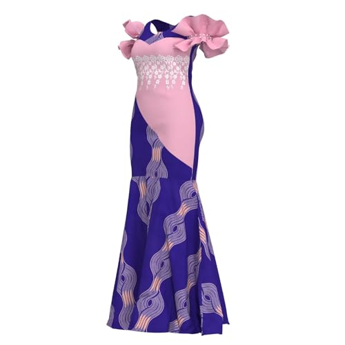 Image of iooiooi Womens Elegant Ankara Maxi Mermaid Dress Lace Decorated African Gowns