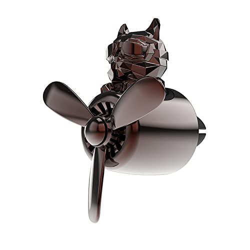 Image of Car fragrance diffuser pilot air outlet cartoon rotating fan leaf perfume cute shape freshener with 2 fragrances (dog-black), Pack of 1 (MY-307)