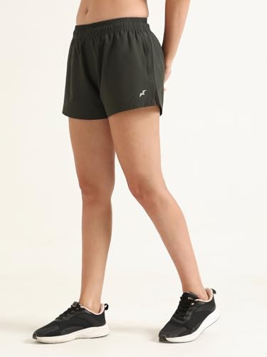 Image of Women's Athletic Running Shorts, Quick-Dry Lightweight Fabric, Elastic Waistband with Inner Drawstring, Side Pockets