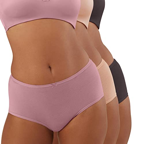 Image of NYKD NYP036 Cotton High Rise Full Coverage Full Brief for Women Pack of 3 Ultrasoft Exposed Waistband