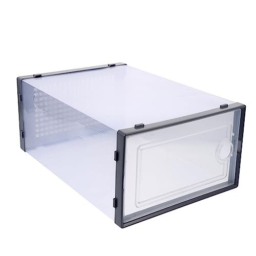 Cabilock 2Pcs Transparent Drawer Style Shoe Storage Container Sturdy Plastic Shoe Box Organizer Space Saving Design for Convenient Shoe Organization Closet Under Bed
