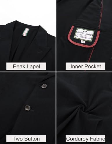 PJ PAUL JONES Mens Blazer Vintage Corduroy Jacket Formal Classic Two Buttons Sport Coats3