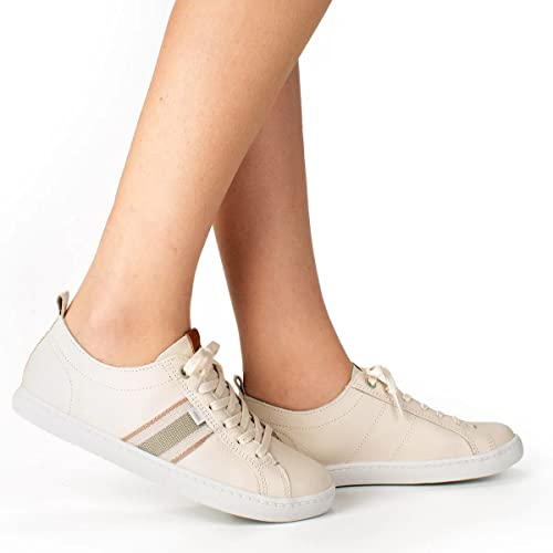 Tênis em Couro com Detalhes Feminino Dakota Bege