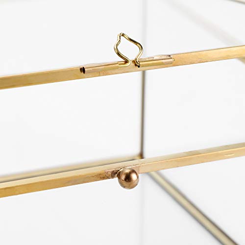 image for Hipiwe Vintage Glass Jewelry Organizer Box - Golden Metal Keepsake Box