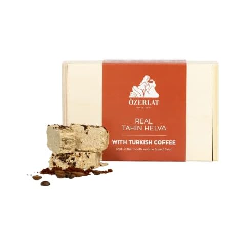 Ozerlat Real Tahin Helva - Coffee - Halva Luxury Gourmet Artisan Dessert Sweets, Premium Quality Natural Ingredients, Vegan, Gluten Free (300g) Cover
