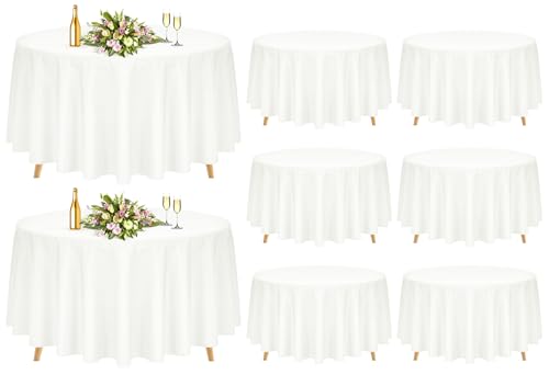 Pesonlook 8 Pack 90 Inch Ivory Round Table Cloths, Premium Polyes...
