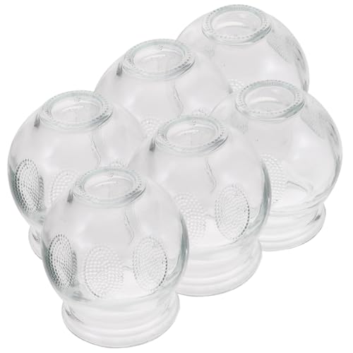 HIAKDOFT Kit De Thérapie Par Ventouses 6 Ventouses En Verre Épais, Effet De Succion Puissant, Pour Massage Et Activation Musculaire à Domicile