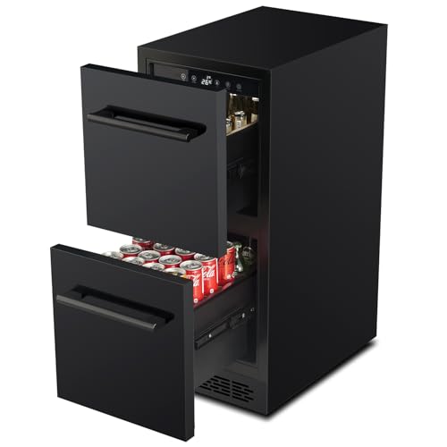 Reviews de Refrigerador 15 Pies los más solicitados. 48 Vesgolden mini nevera de 15 pies debajo del mostrador doble cajón para bebidas, nevera interior y exterior para patio, cocina y bar, resistente a la intemperie, negro