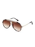 kimorn Oversized Pilot Sonnenbrille für Damen 70er-Retro-Sonnenbrille Klassische Vintage-Sonnenbrille UV-Schutz (Schildkröte Rahmen/Gradient braune Linse)