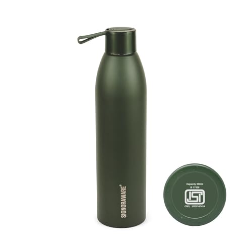 Image of SignoraWare Laguna Vacuum ISI Certified Stainless Steel Bottle | Airtight & Leakproof | Retain Freshness For Hours | Ergonomic Design | Ideal for School, Office, Gym Or Outdoors (950ml | Green)