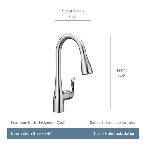 Moen Arbor Motionsense Wave Sensor Touchless One-Handle High Arc Pulldown Kitchen Faucet Featuring Reflex (7594EWSRS), Spot Resist Stainless, 3.63x26.63x14.25