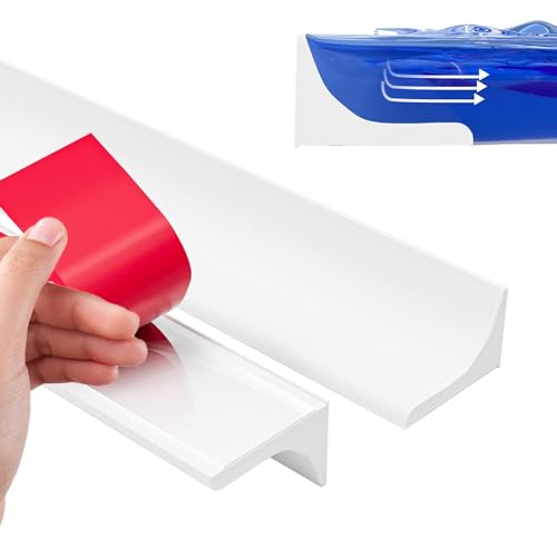 4M Self-Adhesive Silicone Water Barrier, Leak-Proof Shower Floor Dam & Shower Tray Seal, Flexible Wet Room Barrier for Bathroom Floors, Kitchen Countertops, Sinks (White)