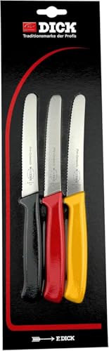 F. DICK Allzweckmesser-Set Deutschland ProDynamic (3x Messer mit Klinge 12 cm, X55CrMo14 Stahl, nichtrostend, 56° HRC, Messer Europameisterschaft,...