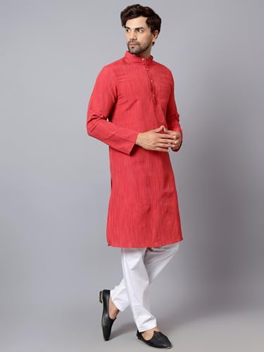 Image of LATEST CHIKAN Men's Cotton Long Kurta Full Sleeves - Casual Ethnic Wear