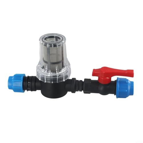 ComfyHarbor Filtro de agua de riego por goteo de jardín, con conector rápido de tubo de plástico para tuberías de 20 mm, 25 mm, 32 mm, malla de acero inoxidable, adaptador fácil de limpiar para riego