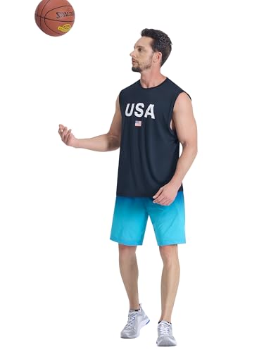 Image of EZRUN Men's Workout Sleeveless Shirts Quick Dry Muscle Swim Shirt Gym Fitness Running Beach Tank Tops