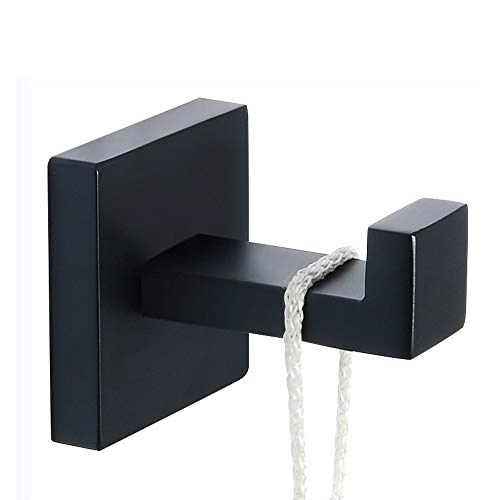 Sayo Roupão de gancho para uma só toalha, gancho para montagem na parede, aço inoxidável SUS304, preto mate, EGS7025-B