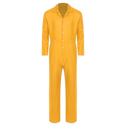 Combinaison de travail homme jaune à manches longues et boutons