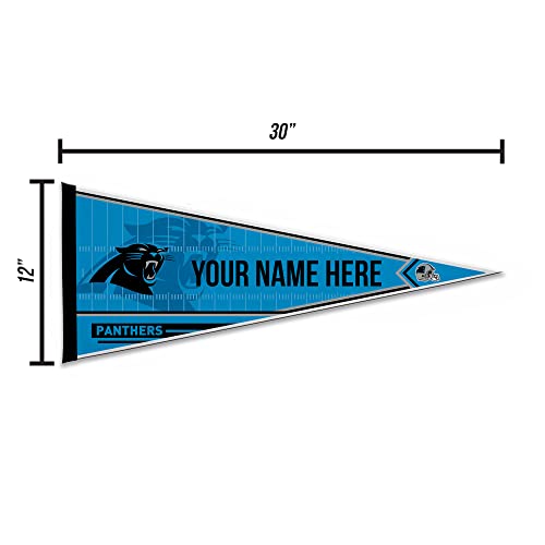 Image of Rico Industries NFL Football Carolina Panthers Personalized - Custom 12 inch x 30 inch Soft Felt Pennant - EZ to Hang