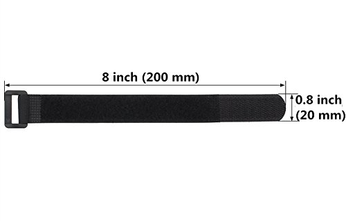 25 piezas de cintas reutilizables de nylon con cierre de gancho y lazo para cable, 0.8" x 8", negro miniatura 5