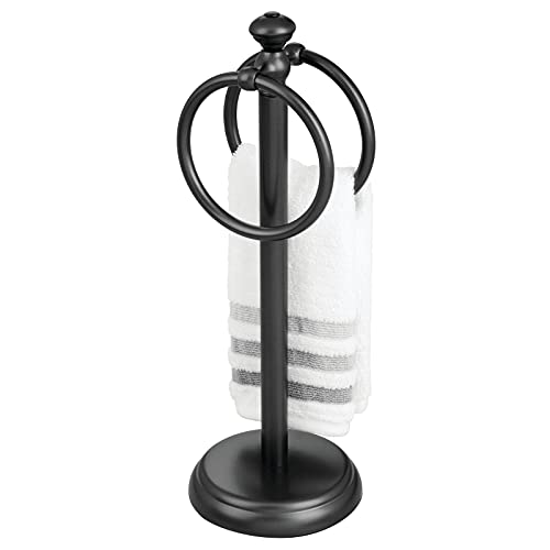 mDesign Decorative Metal Fingertip Towel Holder Stand for Bathroom and Vanity Countertops