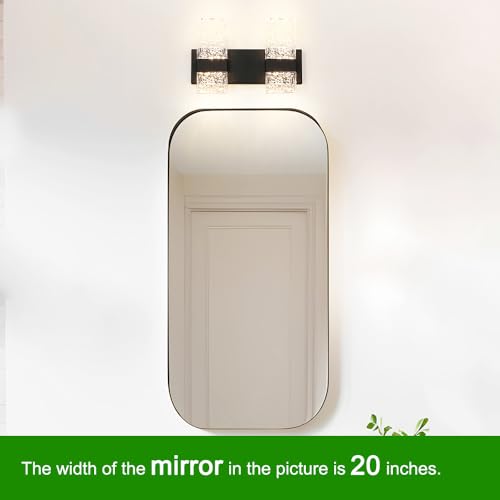 Image of Modern Matte Black 2 Lights Bathroom Vanity Light, LED Bathroom Light Fixtures Over Mirror, Dimmable Acrylic Wall Lighting Fixtures, Hardwired Wall Light(H9.25in, L13.78in)