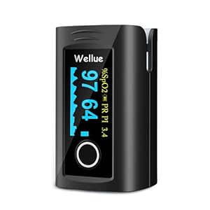 Wellue Fingertip Pulse Oximeter, Blood Oxygen Saturation Monitor with Batteries, Carry Bag & Lanyard for Wellness Use