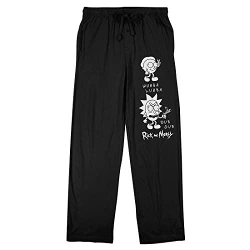 Rick & Morty Wubba Lubba Dub Dub Men's Black Sleep Pajama Pants