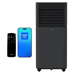 MEDION Smarte Mobile Klimaanlage mit Abluftschlauch P901 (9000 BTU, mobil, inkl. Fensterabdichtung, bis 32m², 3in1,Kühlen Entfeuchten Ventilieren, App- und Sprachsteuerung, Schlafmodus