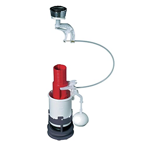 Wirquin MWS00 Mécanisme chasse d'eau wc double chasse avec bouton poussoir à câble MW, gris