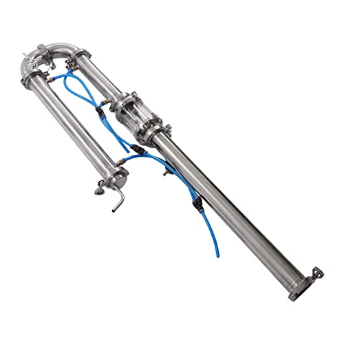 CRYBY Tubular Distillation Tower, 2Inch Moonshine Distiller Reflux Still Column with Sight Glass & Copper Mesh, 13.21-26.42Gal Brewing Wine Tube Boiler Brewing Distilling Equipment, 9.06 * 37.4In