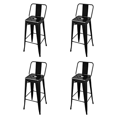 Tonture Juego de 4 taburetes de bar, color negro, de acero, 43 x 43 x 101 cm, diseño moderno de isla de cocina, taburete robusto para comedor y mostrador