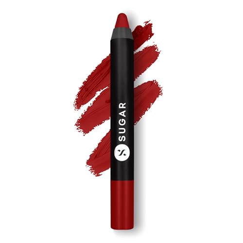 SUGAR Cosmetics Matte as Hell Crayon Lipsticks for Women | Lasts Up To 8+ Hours | Lip Crayon with Sharpener | 2.8gm – 35 Claire Redfield