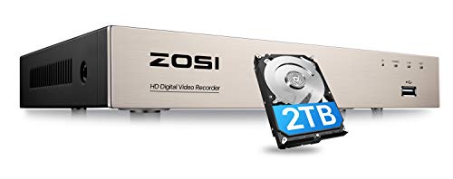 ZOSI 1080P 8CH 防犯録画機 HDD2TB H.265+防犯レコーダー 防犯カメラに対応 スマホ パソコン遠隔監視対応 日本語対応