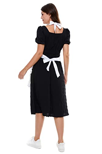 Lilments Women's Ruffle Outline Retro Apron Kitchen Cake Baking Cooking Cleaning Maid Costume (White) #TOP2