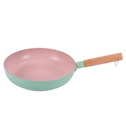 KDBT フッ素フリーフライパン 深型 26cm セラミックコーティング ノンスティック加工 電磁調理器・ガスコンロ対応 滑らかでお手入れ簡単 天然木ハンドル 煙が出にくい お手入れ簡単 軽量 安全 均一加熱 (26cm,ライトグリーン)